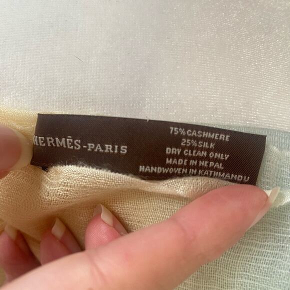 Hermes Ombre Gadient Large Shawl Blue Orange cashmere silk - Picture 9 of 12